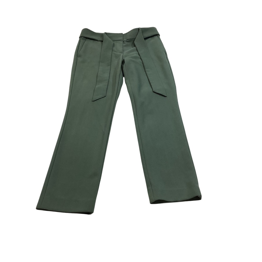 Loft Womens Size 2 Green High Rise Wide Leg Tie Waist Pleated Crop Pants